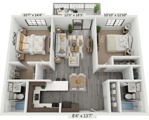 Mandalane 2D - 2 bed 2 bath - floor plan